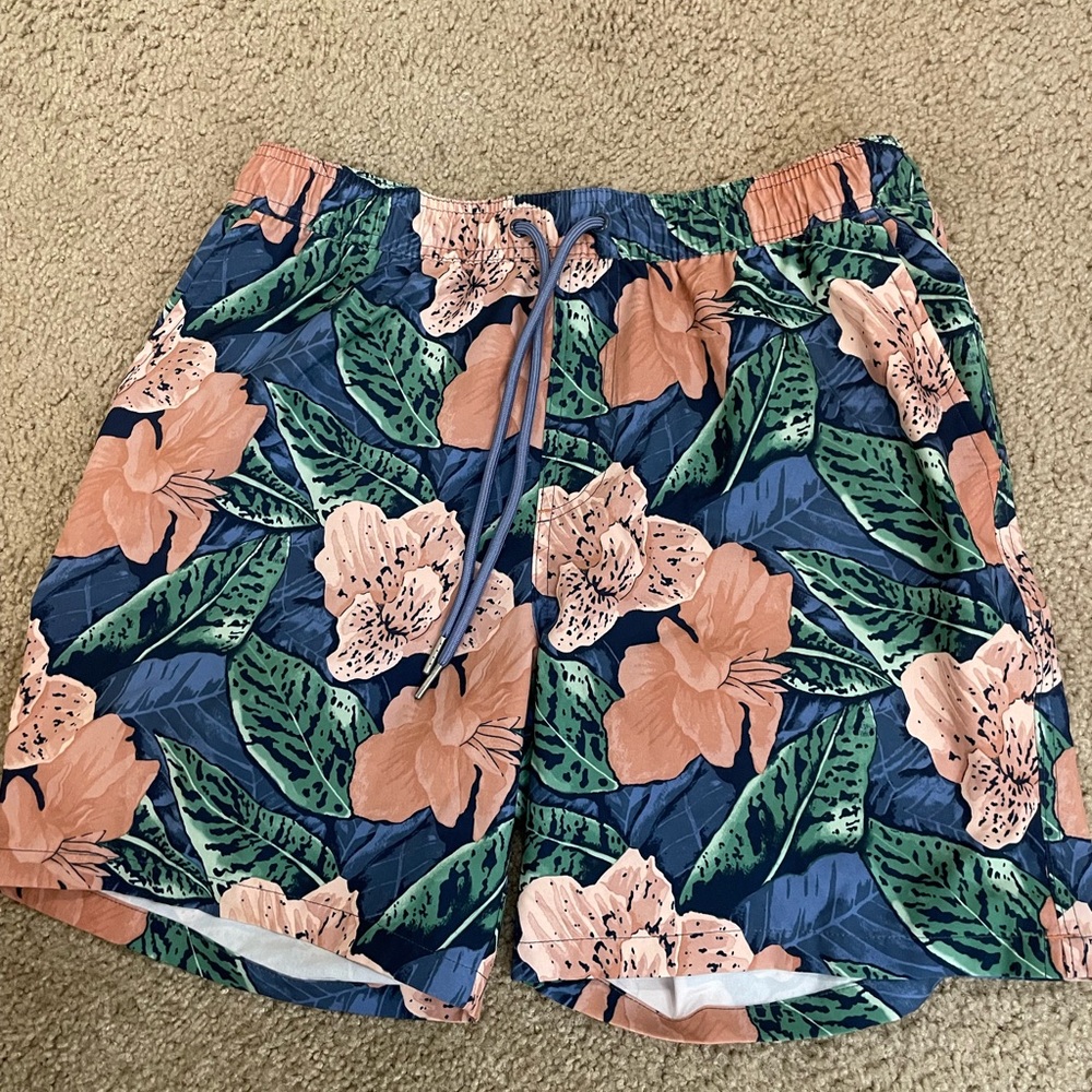 Orange & Navy Men’s Medium Goodfellow Swim Trunks